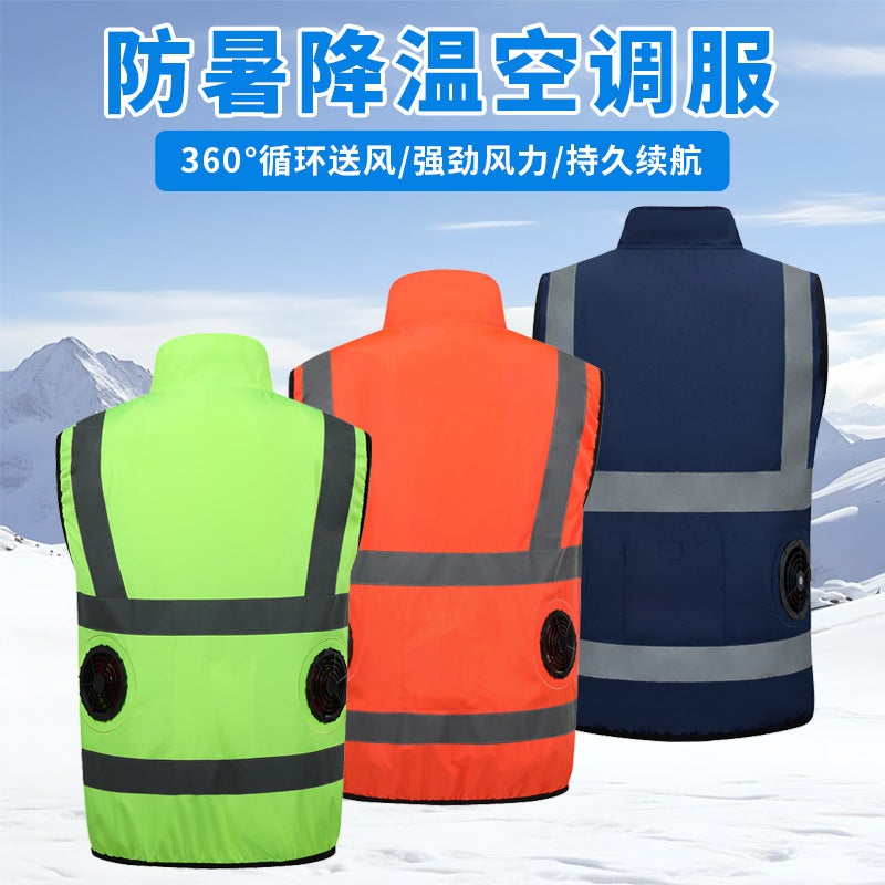 Summer Fan Clothing Safety Reflective Air-Conditioning Clothing Construction Site Road Administration Duty Reflective Strip Vest Fan Work Clothes - Image 5